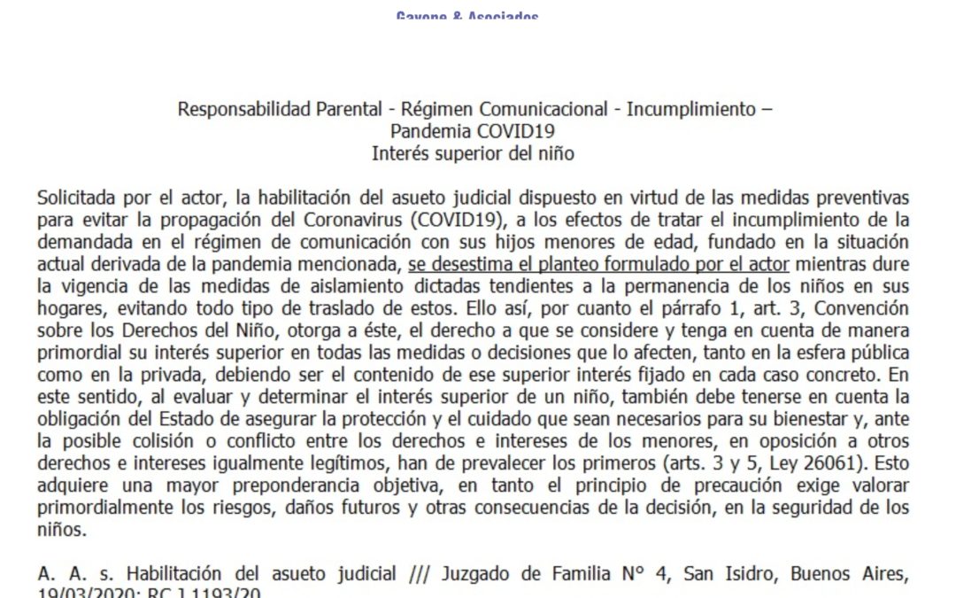 FALLO: Denuncia de incumplimiento del Régimen de Comunicación en Estado de Cuarentena